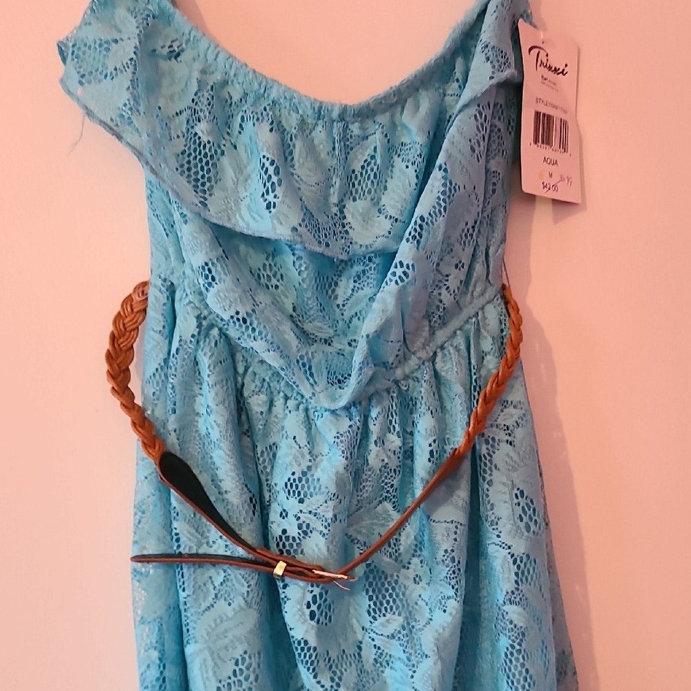 Trixxi Turquoise Lace Dress - Picture 3 of 3